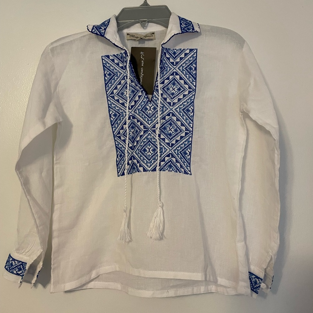 Beautiful embroidery long sleeve shirt for boys. Size 6